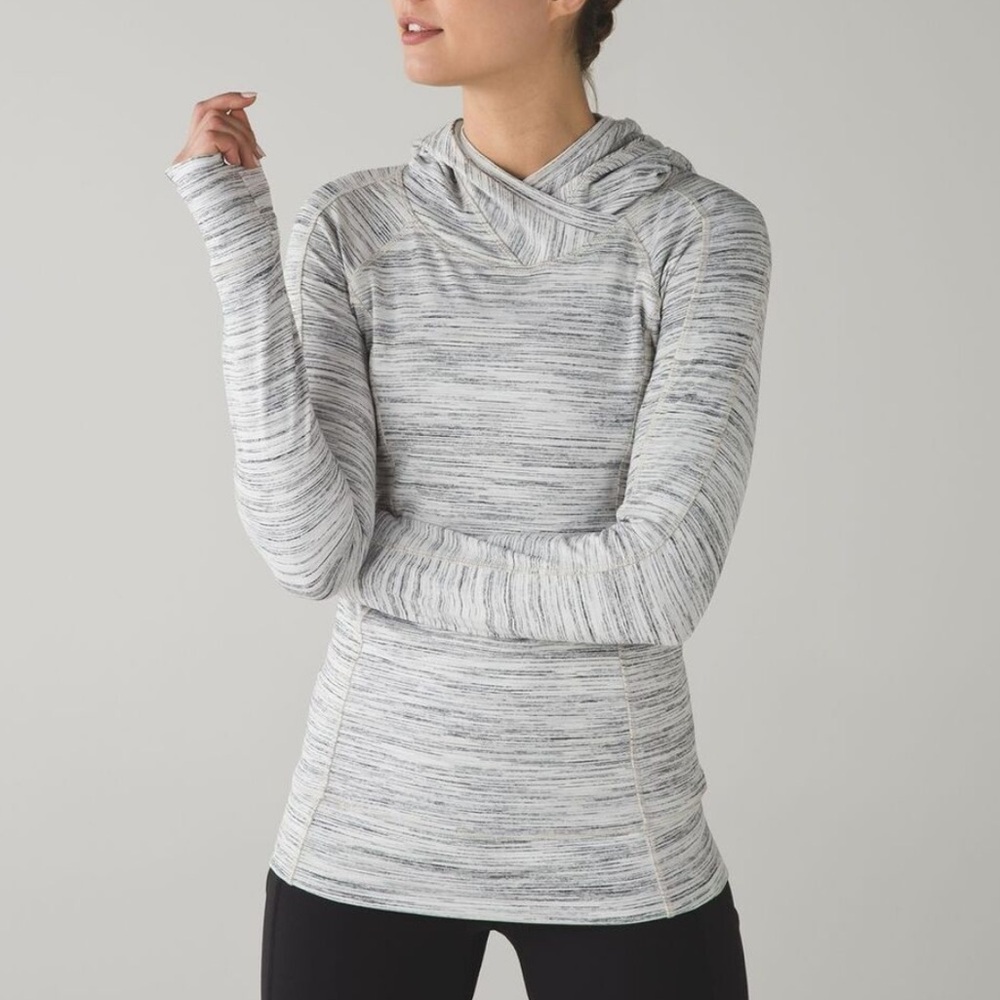 Lululemon Think Fast Hoodie, Size 4, Space Dye Camo White Silver Spoon